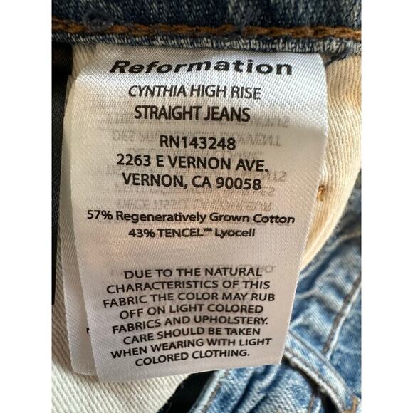 Reformation Cynthia High Rise Straight Jeans Size 33 NWT - Picture 11 of 11